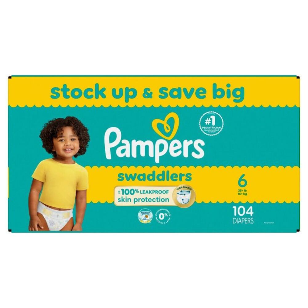 Pampers Swaddlers Soft Sensitive Skin Baby Diapers - Sie 6 - 104ct